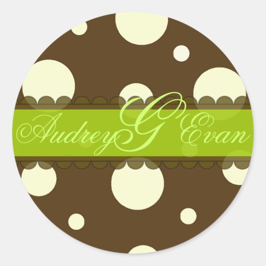 Chocolade met vanille polka dots stickers (Voorkant)
