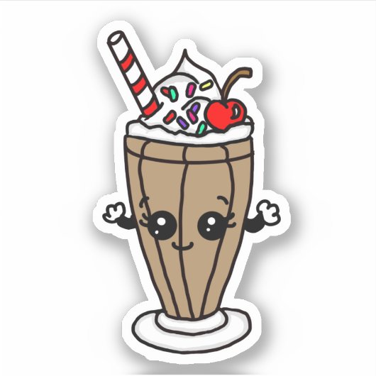 Chocolade Milkshake Cartoon Sticker (Voorkant)
