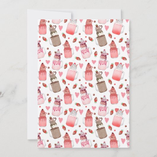 Chocolade Milkshake Valentijns's Party Invite Kaart (Achterkant)