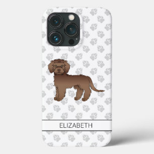 Chocolade Mini Goldendoodle Cartoon Hond & Naam iPhone 13 Pro Hoesje