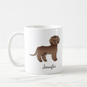 Chocolade Mini Goldendoodle Cartoon Hond & Naam Koffiemok
