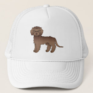 Chocolade Mini Goldendoodle Schattige Cartoon Hond Trucker Pet