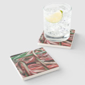 Chocolade Mint Candy Canes Vakantie Feestelijk Stenen Onderzetter (Zijkant)