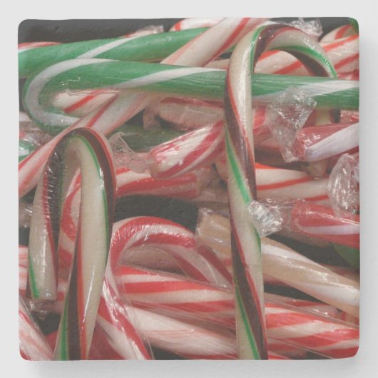 Chocolade Mint Candy Canes Vakantie Feestelijk Stenen Onderzetter (Voorkant)