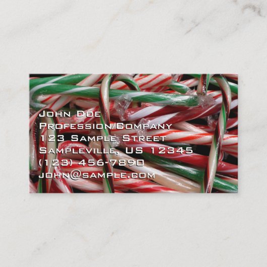 Chocolade Mint Candy Canes Vakantie Feestelijk Visitekaartje (Voorkant)