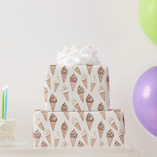 Chocolade Mocha Ice Cream Cones Verjaardag Cadeaupapier (Feestgeschenken)