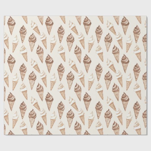 Chocolade Mocha Ice Cream Cones Verjaardag Cadeaupapier (Vlak)