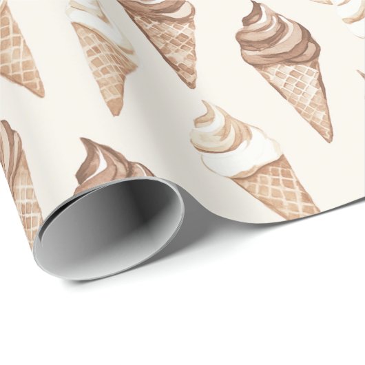 Chocolade Mocha Ice Cream Cones Verjaardag Cadeaupapier (Rol Hoek)