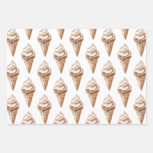 Chocolade Mocha Ice Cream Cones Verjaardag Inpakpapier Vel (Voorkant 2)