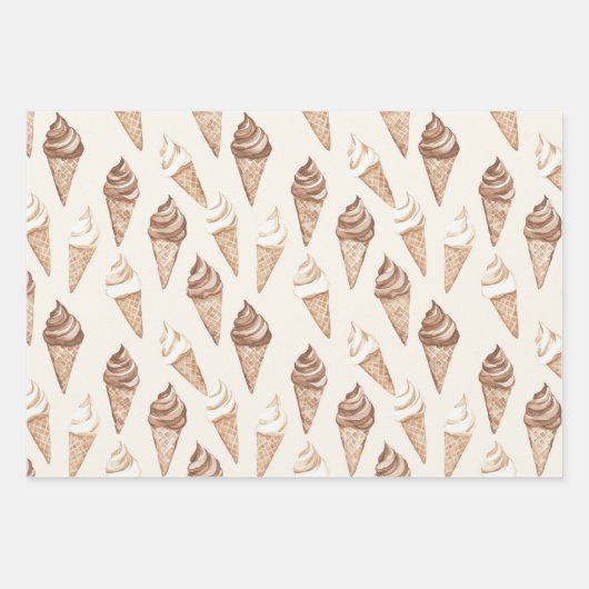 Chocolade Mocha Ice Cream Cones Verjaardag Inpakpapier Vel (Voorkant)