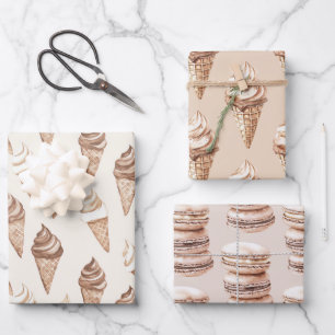 Chocolade Mocha Ijs Kegel Verjaardag Inpakpapier Vel