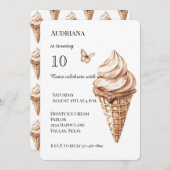 Chocolade Mocha Vanilla Ice Cream Cone Verjaardag Kaart (Voorkant / Achterkant)