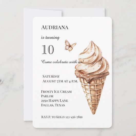 Chocolade Mocha Vanilla Ice Cream Cone Verjaardag Kaart (Voorkant)