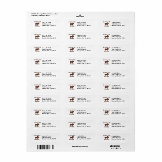 Chocolade Moose Etiket (Full Sheet)