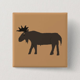 Chocolade Moose pin Vierkante Button 5,1 Cm