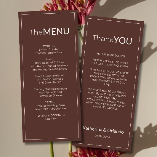 Chocolade Oude Rijkdom Trouwmenu Bedankbrief Programma