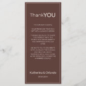 Chocolade Oude Rijkdom Trouwmenu Bedankbrief Programma (Voorkant)