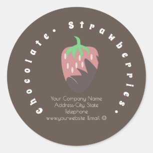 Chocolade Overgoten Aardbeien Zakelijk Logo Etiket