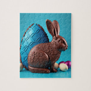 Chocolade paashaas en eieren legpuzzel