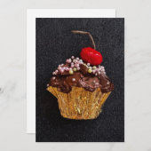 Chocolade parel cupcake feestdagenkaart (Voorkant / Achterkant)