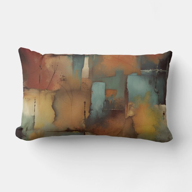 Chocolade Patchwork Abstract Kussen (Voorkant)