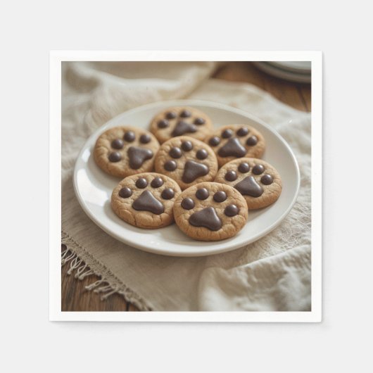 Chocolade Pawprint Cookies Servet (Voorkant)