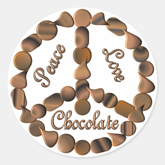 Chocolade Peace Sign Ronde Sticker (Voorkant)
