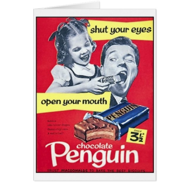 Chocolade Penguin Vintage Ad (Voorkant)