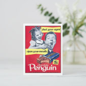 Chocolade Penguin Vintage Ad Briefkaart (Staand voorkant)