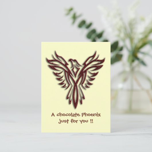 Chocolade Phoenix Briefkaart (Staand voorkant)