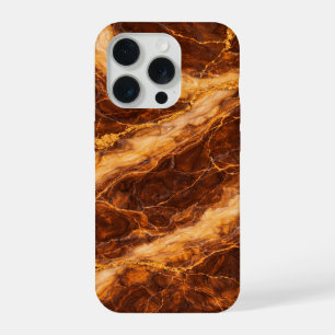 Chocolade Pindakaas Marmer met Gouden Aders iPhone 15 Pro Hoesje