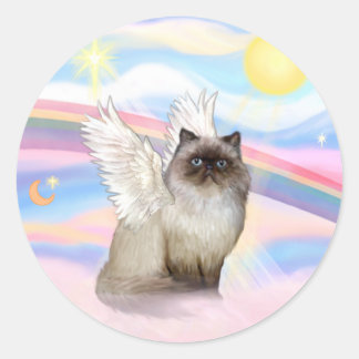 Chocolade Point Himalayan Cat Angel Ronde Sticker