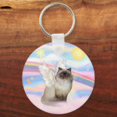 Chocolade Point Himalayan Cat Angel Sleutelhanger (Voorkant)