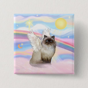 Chocolade Point Himalayan Cat Angel Vierkante Button 5,1 Cm