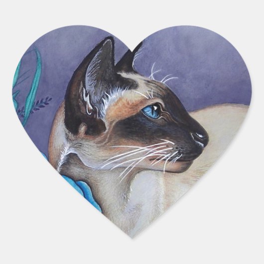 Chocolade Point Siamese Cat Hart Sticker (Voorkant)