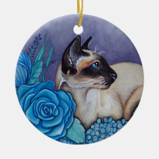 Chocolade Point Siamese Cat Keramisch Ornament (Voorkant)