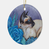 Chocolade Point Siamese Cat Keramisch Ornament (Links)