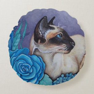 Chocolade Point Siamese Cat Rond Kussen