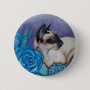 Chocolade Point Siamese Cat Ronde Button 5,7 Cm