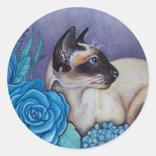 Chocolade Point Siamese Cat Ronde Sticker