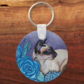 Chocolade Point Siamese Cat Sleutelhanger (Voorkant)