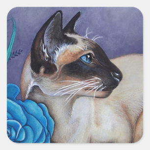 Chocolade Point Siamese Cat Vierkante Sticker