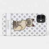 Chocolade Point Tabby Birmaanse Kat & Naam Case-Mate iPhone Case (Achterkant (horizontaal))