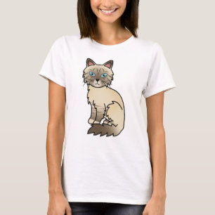 Chocolade Point Tabby Birmaanse / Ragdoll Cartoon T-shirt