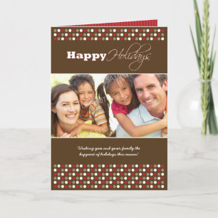 Chocolade Polkadots Familie Vakantie Kaart (rood)