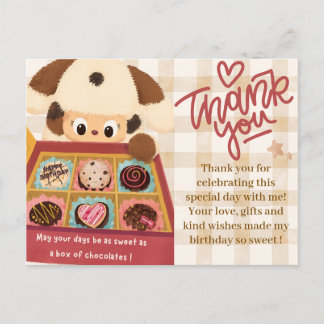 Chocolade Puppy Bedanktkaart | Cute verjaardag Briefkaart