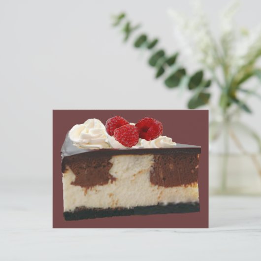 Chocolade Raspberry Cheesecake Briefkaart (Staand voorkant)