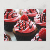 Chocolade Raspberry Cupcake Briefkaart (Voorkant)