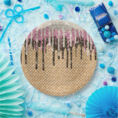 Chocolade Roze Ice Cream Cone Glitter Druppels Papieren Bordje (Feest)