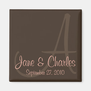 Chocolade & Roze Monogram · Save the Date Magnet Magneet